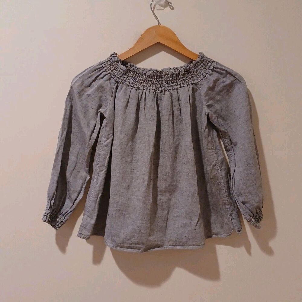 NWOT Rag and Bone Drew Off The Shoulder Chambray Top XS Gray Coastal Linen Blend